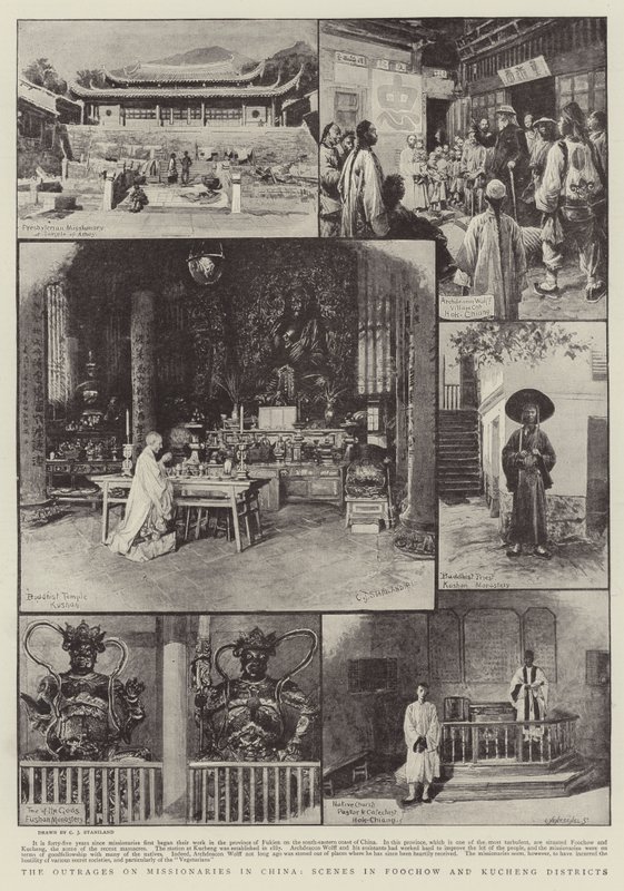 Die Übergriffe auf Missionare in China, Szenen in Foochow und Kucheng Distrikten von Charles J. Staniland