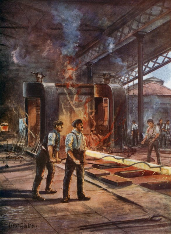 Das Walzwerk - Stahl walzen von Charles John de after Lacy