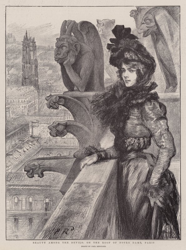 Schönheit unter den Teufeln, auf dem Dach von Notre Dame, Paris von Charles Paul Renouard