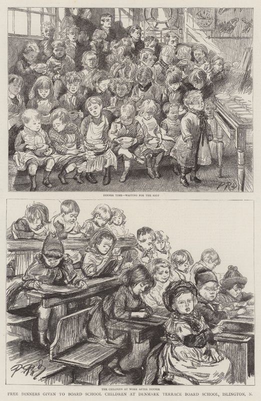 Kostenlose Mittagessen für Schulkinder an der Denmark Terrace Board School, Islington von Charles Paul Renouard