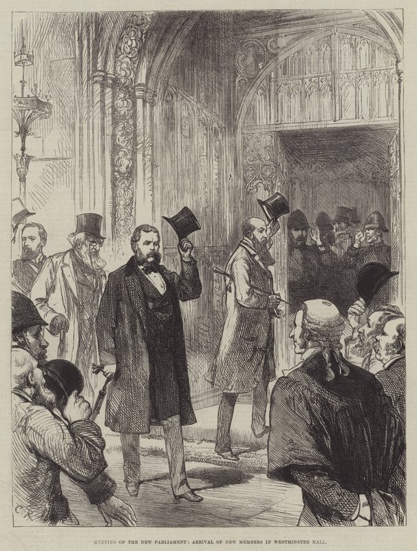 Treffen des neuen Parlaments, Ankunft neuer Mitglieder in der Westminster Hall von Sir John Charles Robinson