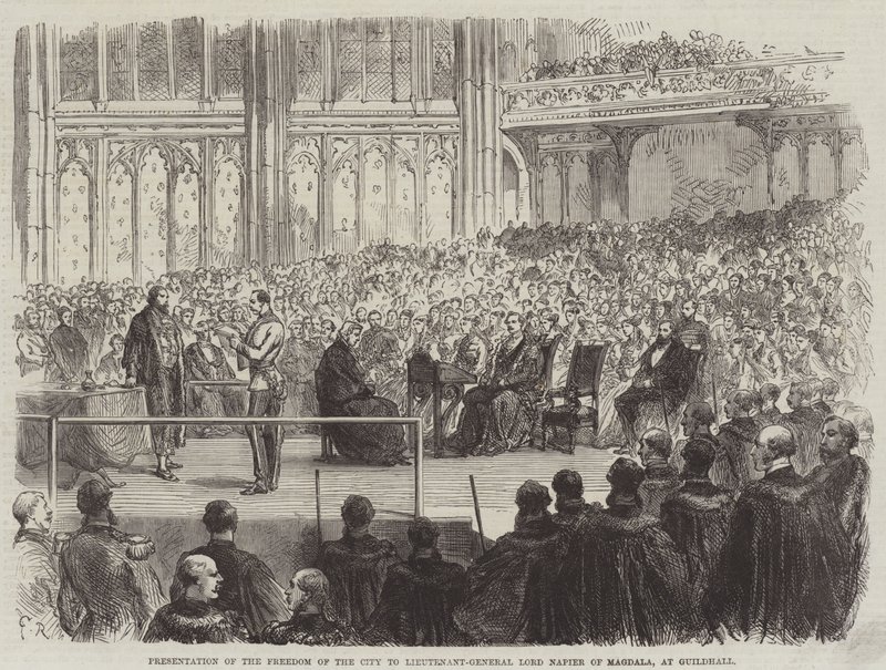 Verleihung der Freiheit der Stadt an Generalleutnant Lord Napier von Magdala, im Guildhall von Sir John Charles Robinson