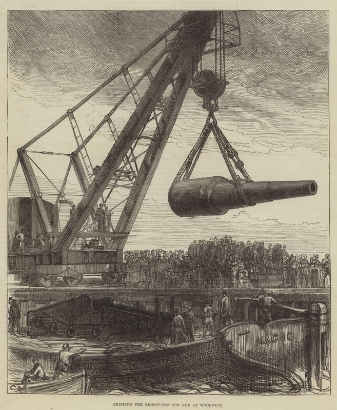 Verladung der Einundachtzig-Tonnen-Kanone in Woolwich von Sir John Charles Robinson