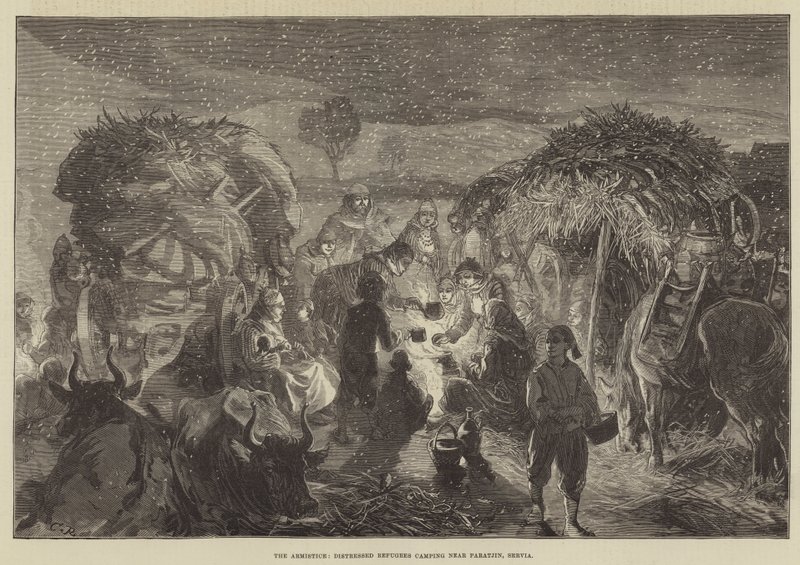 Der Waffenstillstand, verzweifelte Flüchtlinge campen in der Nähe von Paratjin, Serbien von Sir John Charles Robinson