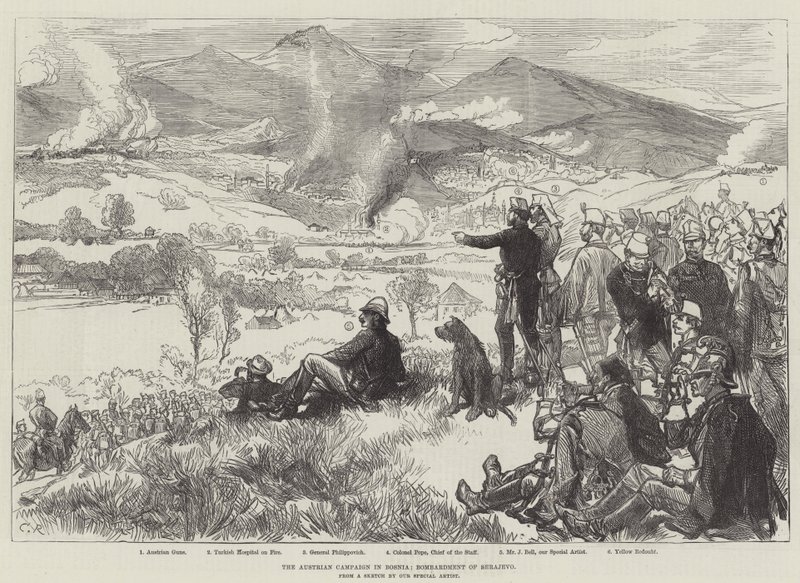 Die österreichische Kampagne in Bosnien, Bombardierung von Sarajevo von Sir John Charles Robinson