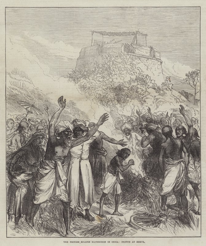 Die britische Sonnenfinsternis-Expedition in Indien, Skizze in Bekul von Sir John Charles Robinson