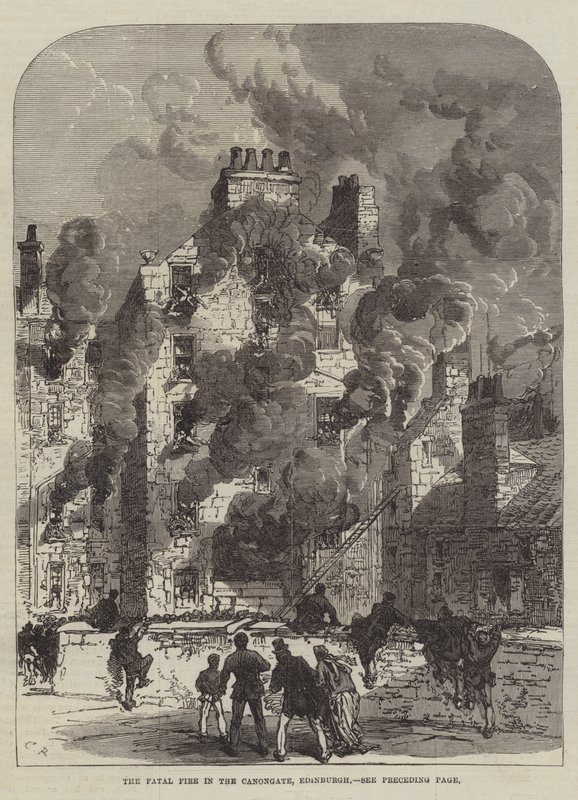 Das tödliche Feuer in der Canongate, Edinburgh von Sir John Charles Robinson