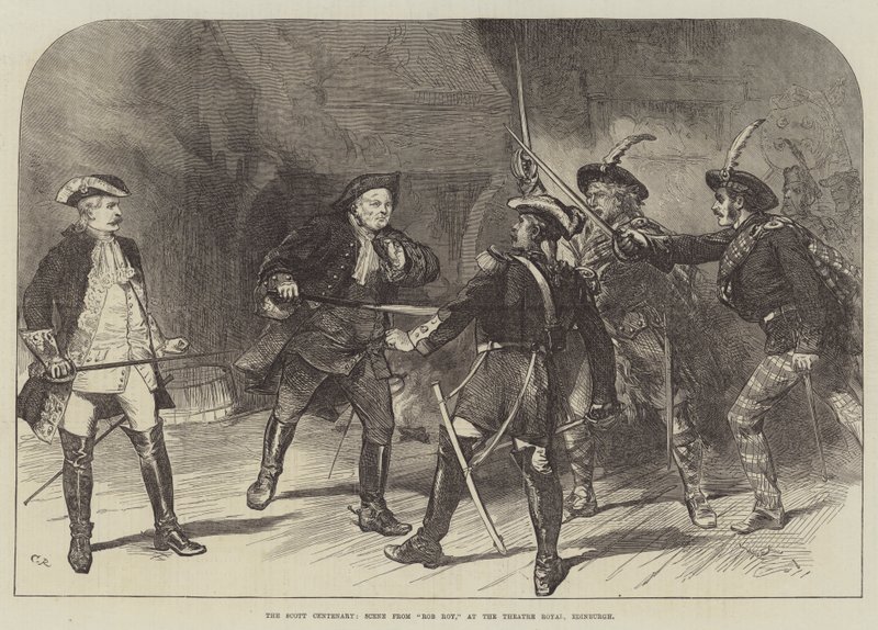 Das Scott-Jubiläum, Szene aus Rob Roy, im Theatre Royal, Edinburgh von Sir John Charles Robinson
