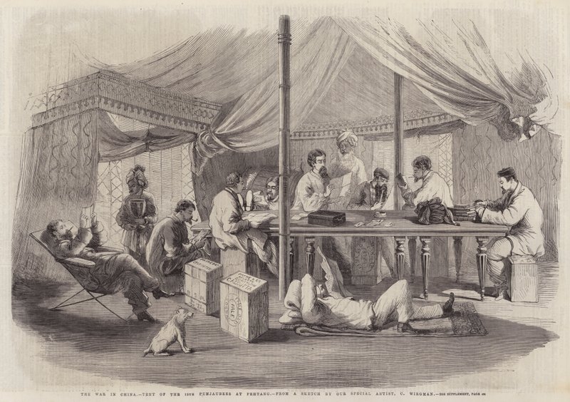 Der Krieg in China, Zelt der 15. Punjaubees in Pehtang von Charles Wirgman
