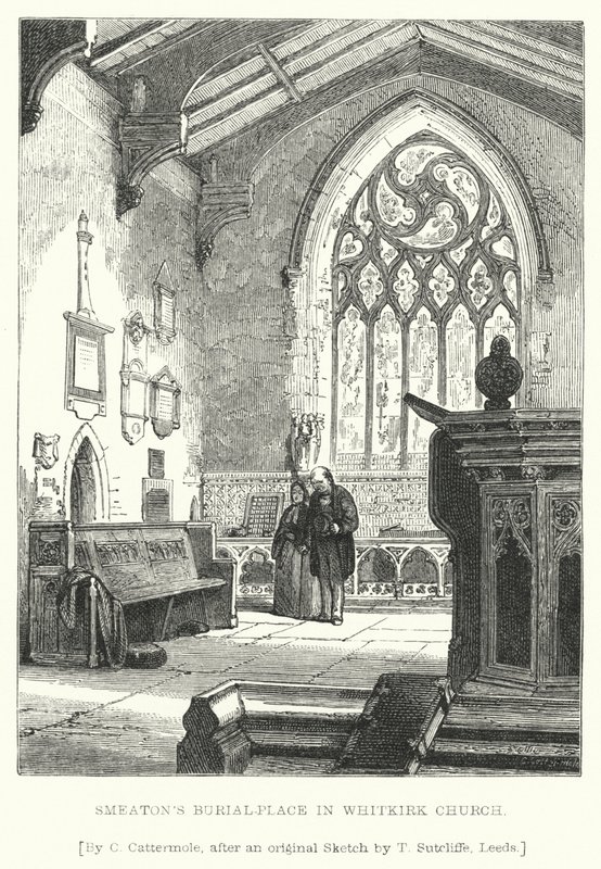 Smeatons Grabstätte in der Whitkirk-Kirche (Gravur) von Charles (after) Cattermole