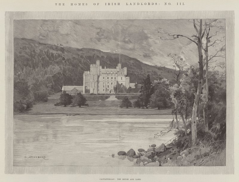 Castlewellan, das Haus und der See von Charles Auguste Loye