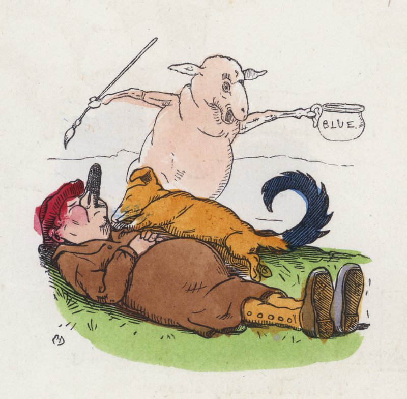 Der faule Schäfer (Farbstich) von Charles Henry (after) Bennett
