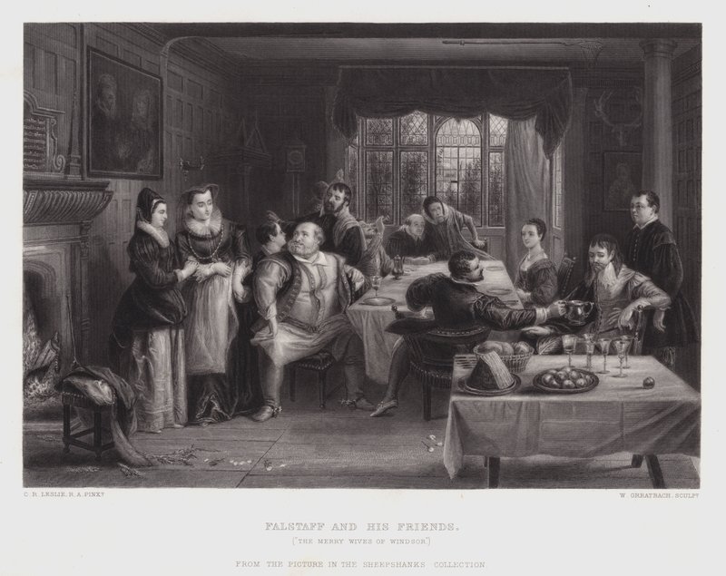 Falstaff und seine Freunde (Gravur) von Charles Robert (after) Leslie