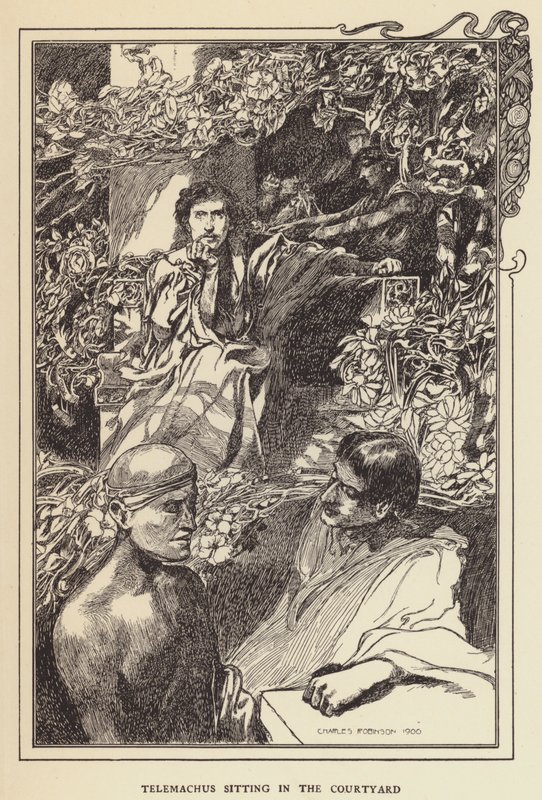 Telemachus sitzt im Hof von Sir John Charles Robinson