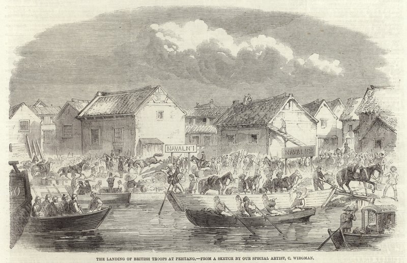Die Landung britischer Truppen in Pehtang von Charles Wirgman