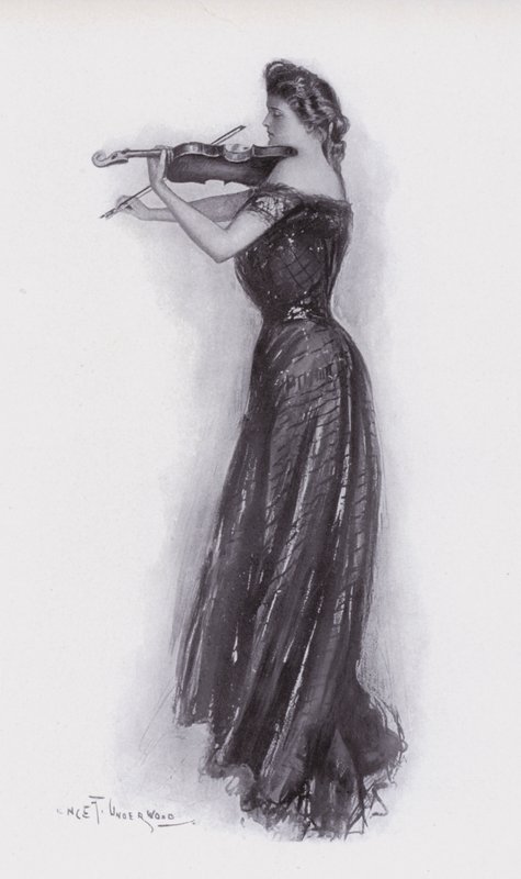 Frau, die Geige spielt von Clarence F. Underwood