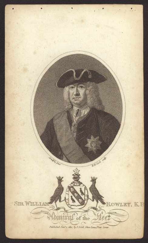Sir William Rowley, britischer Admiral (Stich) von Claude Arnulphy
