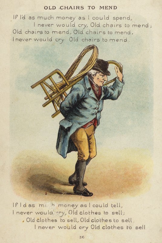 Kinderlied: Alte Stühle zu reparieren (Chromolithografie) von Constance Haslewood