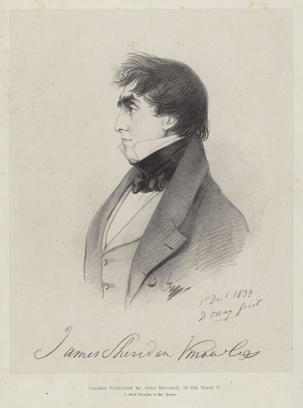 James Sheridan Knowles, irischer Dramatiker und Schauspieler, 1839 von Count Alfred D