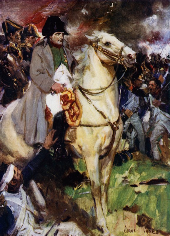 Napoleon bei Waterloo (Farblithografie) von Cyrus Cuneo