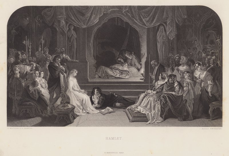 Die Theaterszene in Hamlet (Gravur) von Daniel (after) Maclise