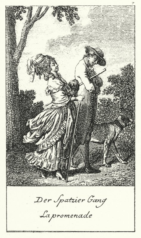 Der Spaziergang (Gravur) von Daniel Nikolaus (after) Chodowiecki