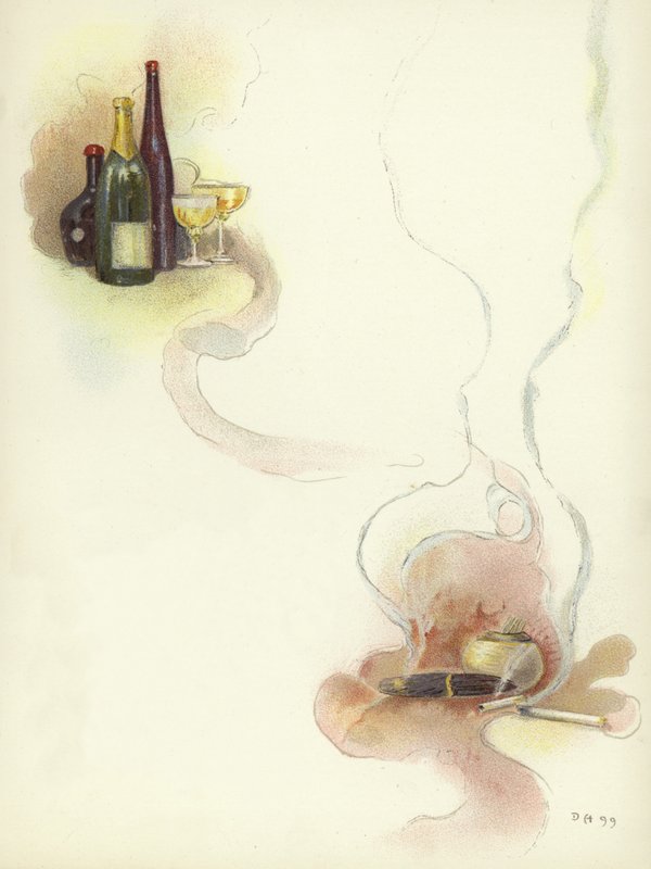 Wein und Zigarren im Savoy Hotel von Dudley Hardy
