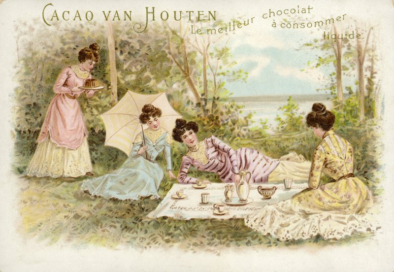 Fein gekleidete Frauen beim Picknick von Dutch School