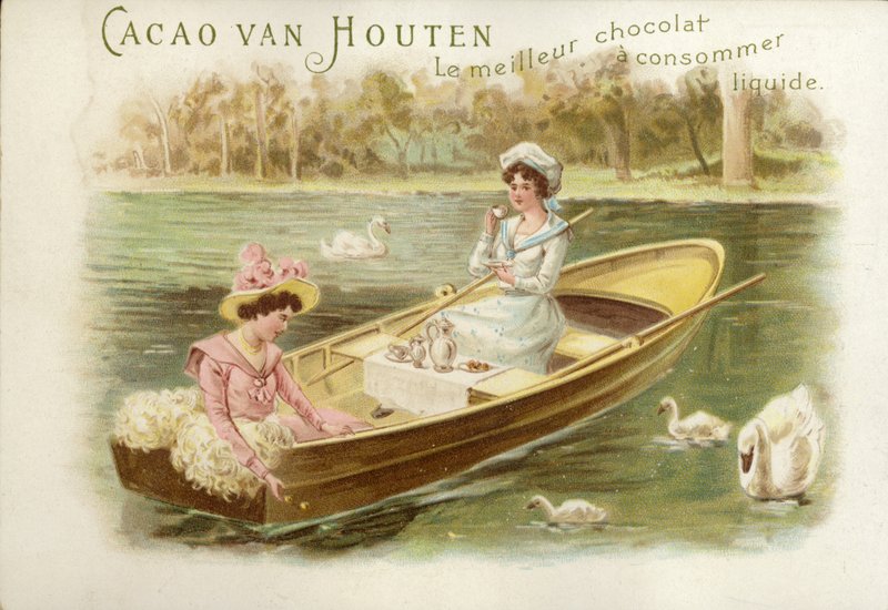 Frauen im Ruderboot, trinken Schokolade von Dutch School