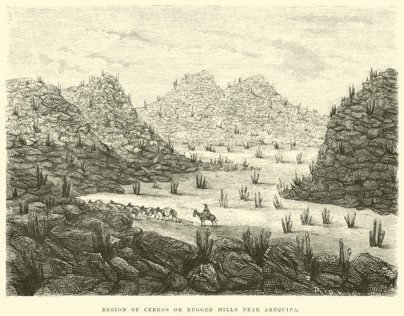 Region der Cerros oder zerklüfteten Hügel in der Nähe von Arequipa von Edouard Riou