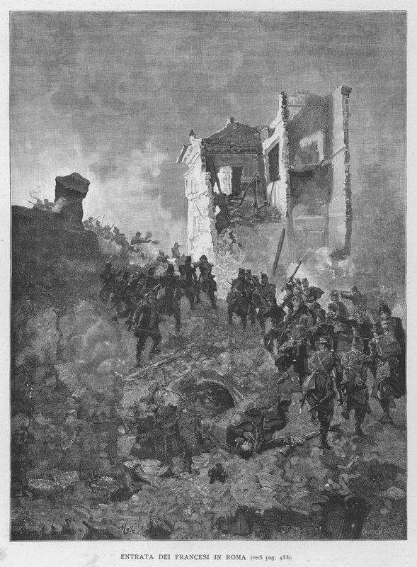 Einzug der Franzosen in Rom (Gravur) von Edouardo Matania