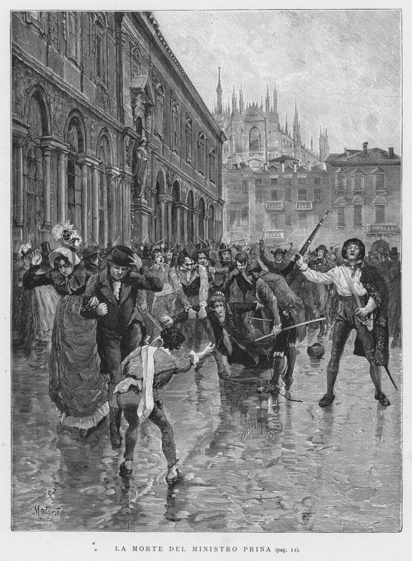 Der Tod des Ministers Prina (Gravur) von Edouardo Matania
