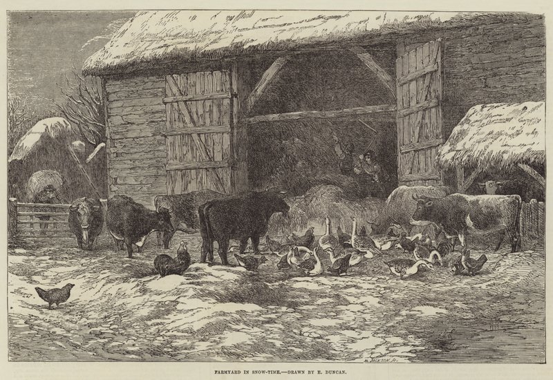Bauernhof im Schnee von Edward Duncan