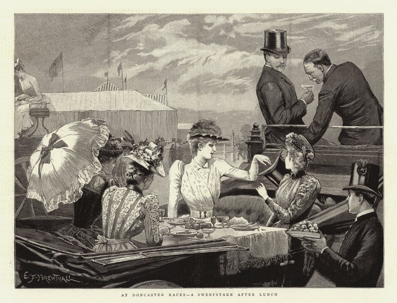 Bei den Doncaster-Rennen, eine Lotterie nach dem Mittagessen von Edward Frederick Brewtnall