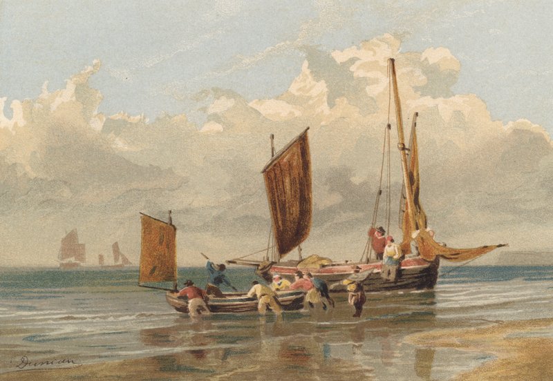 Tote Stille, Brighton Fischerboote fahren hinaus von Edward Duncan