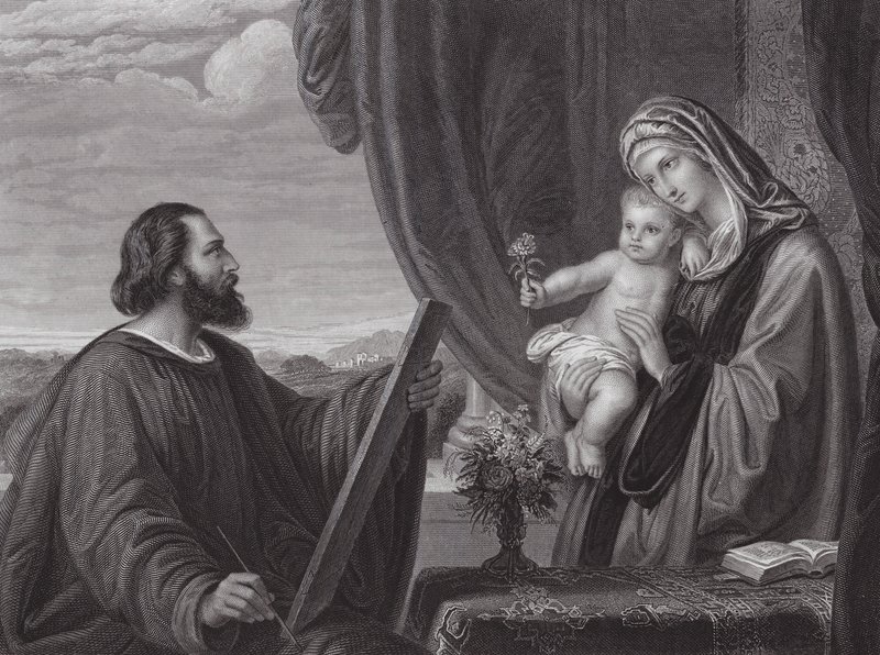St. Lukas und die Jungfrau (Gravur) von Edward von Steinle