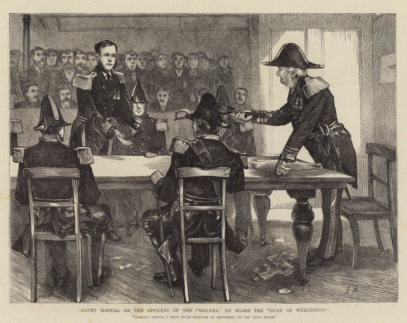 Kriegsgericht über die Offiziere der Megaera an Bord der Duke of Wellington von Edwin Buckman