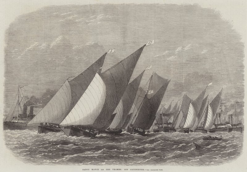 Barkenrennen auf der Themse, vor Greenhithe von Edwin Weedon