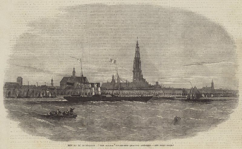 Neue Route nach Belgien, Das Dampfschiff Aquila verlässt Antwerpen von Edwin Weedon