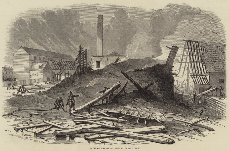 Ruinen des großen Feuers in Bermondsey von Edwin Weedon