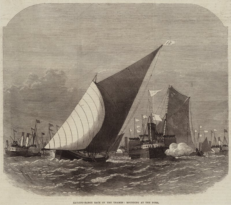 Segelbootrennen auf der Themse, Wende am Nore von Edwin Weedon