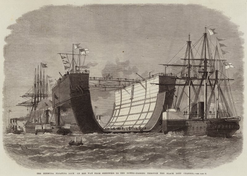 Das Bermuda-Schwimmdock auf dem Weg von Sheerness zu den Downs, durch den Black Deep Channel von Edwin Weedon