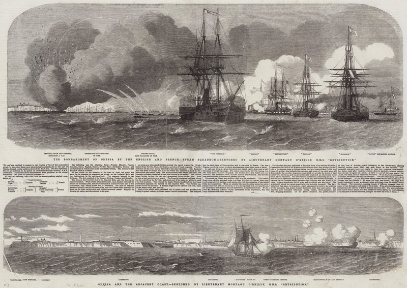 Die Bombardierung von Odessa durch das englische und französische Dampfschiffgeschwader von Edwin Weedon