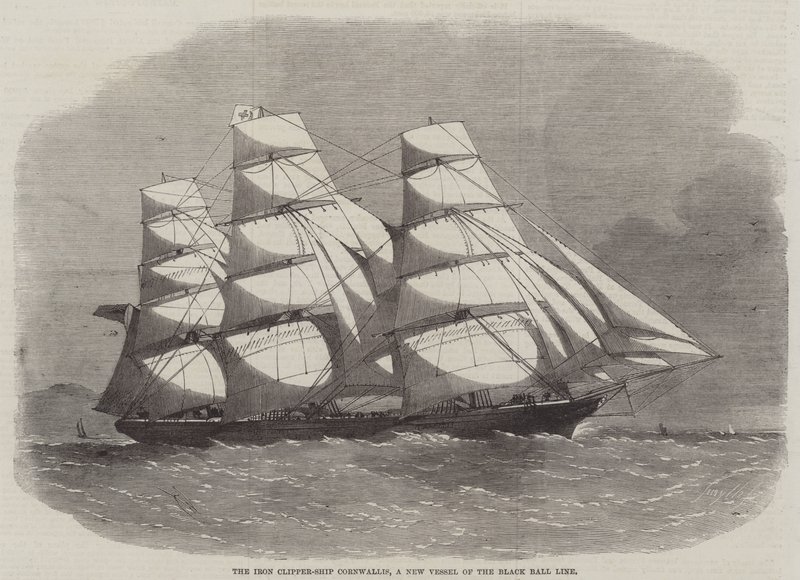 Der eiserne Klipperschiff Cornwallis, ein neues Schiff der Black Ball Line von Edwin Weedon