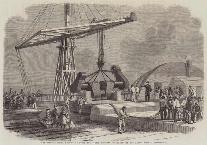 Das Patent Derrick, das die Welle für ihre Schaufelmaschinen an Bord der Great Eastern zieht von Edwin Weedon