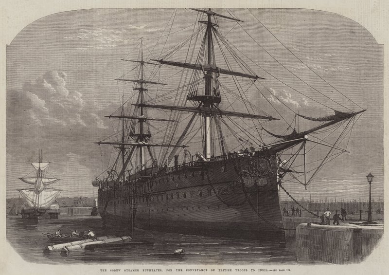 Der Schraubendampfer Euphrates für den Transport britischer Truppen nach Indien von Edwin Weedon