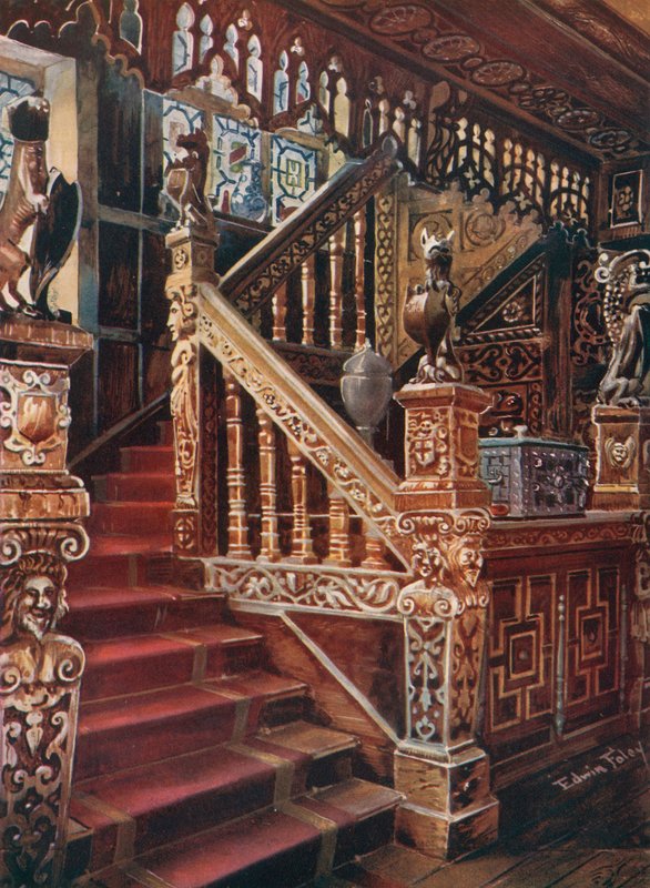 Geschnitzte Eichenholztreppe, Godinton von Edwin John Foley