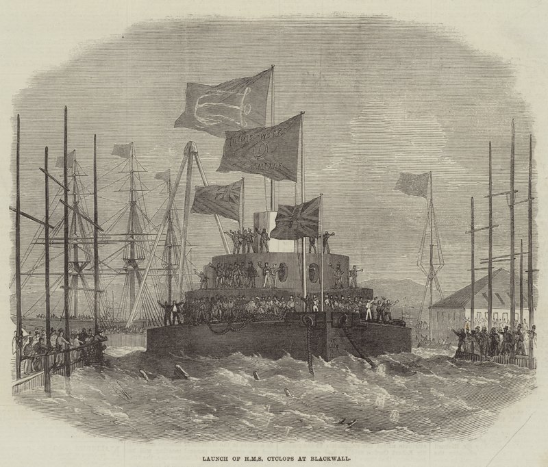 Stapellauf der HMS Cyclops in Blackwall von Edwin Weedon