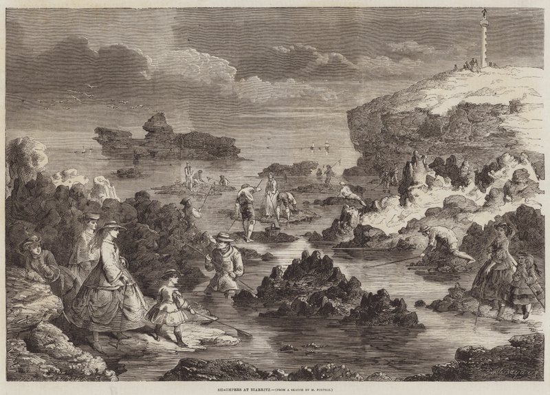 Krabbenfischer in Biarritz von Emile Antoine Bayard