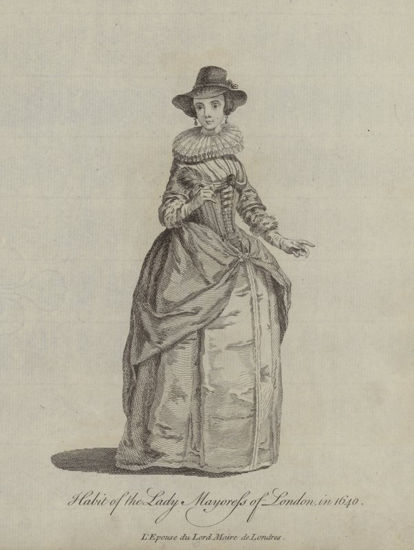 Kleidung der Lady Mayoress von London im Jahr 1640 von English School
